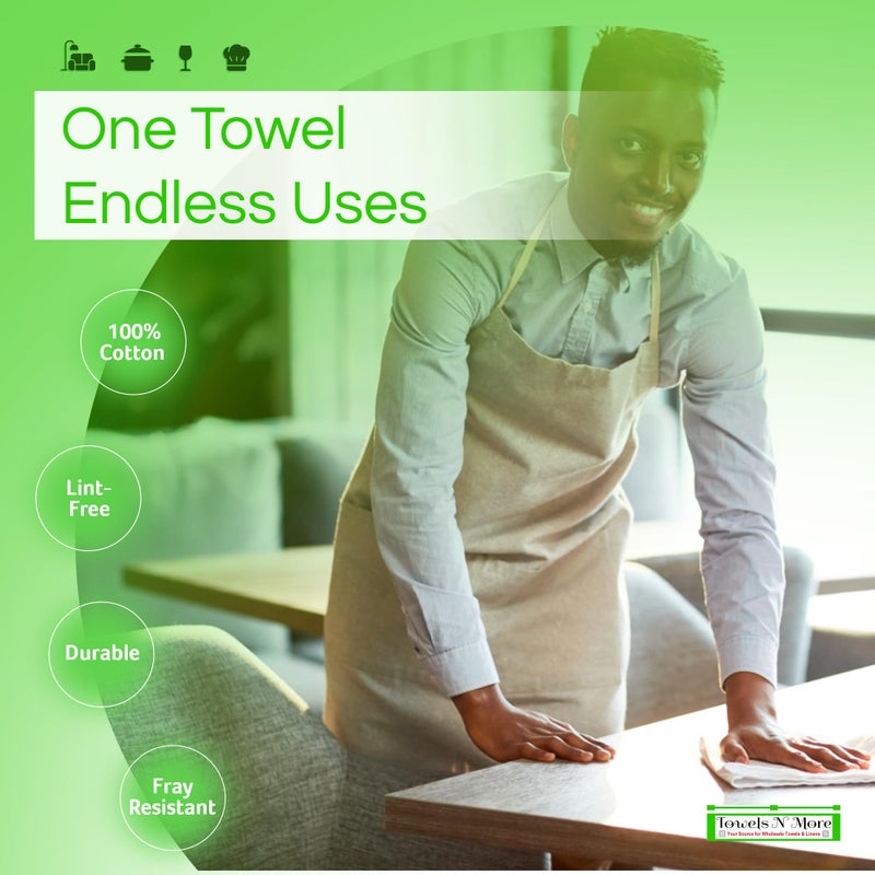 Towels N More 24 Pack 16x19 Bar Mop Towels High Absorbent Cotton Reusable Kitchen Towels - Quick Drying Towels for Chef, Cook, Home, Restaurant, Bar Glass Cleaning Towels (24, Blue Stripe) - Image 2